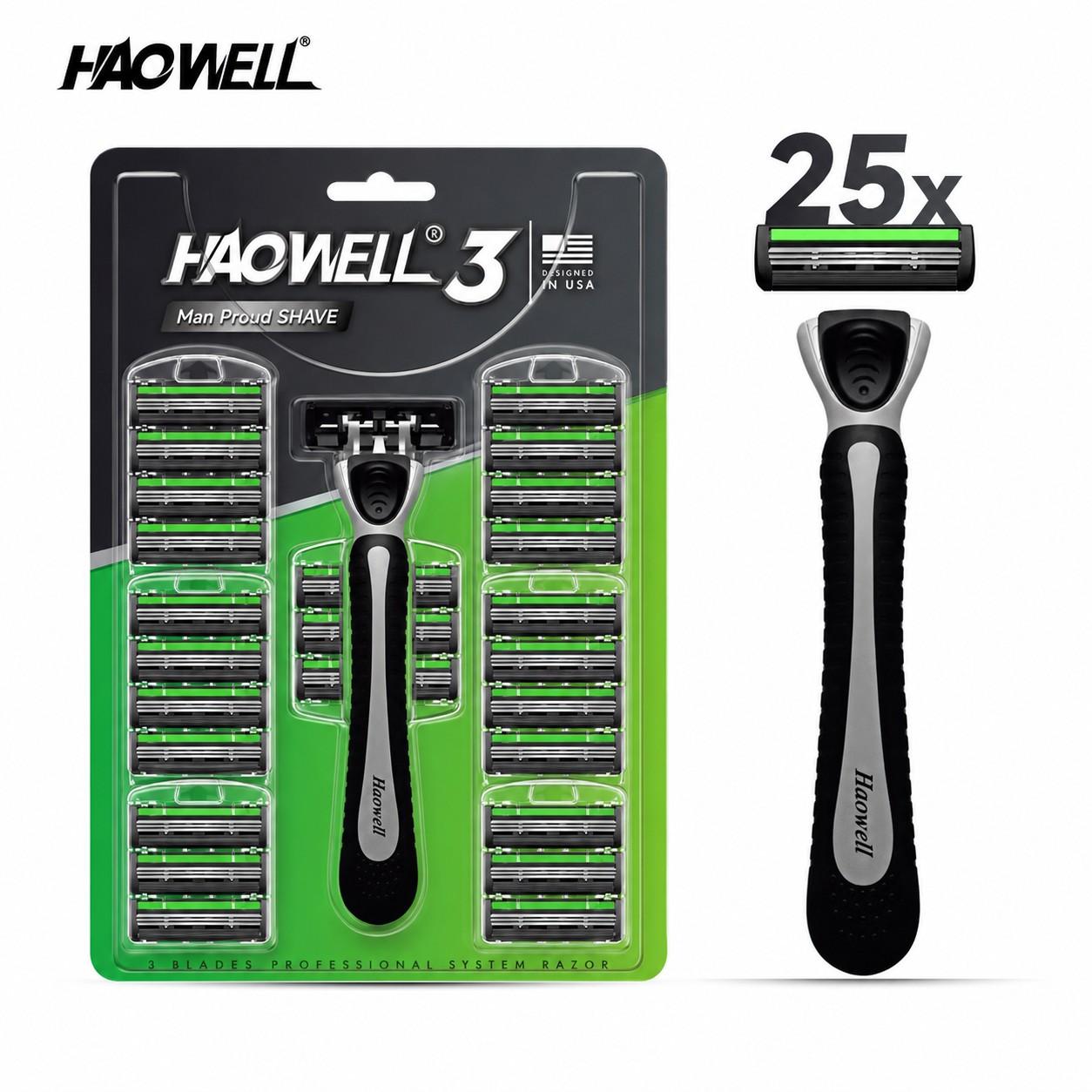 Triple Blade Razor Handle With Refills