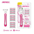 Premium Triple Blade Women's Razor With 10 Refills