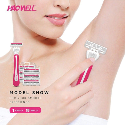 Premium Triple Blade Women's Razor With 10 Refills